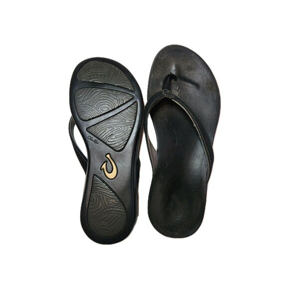 Olukai Ho‘opio Black Thong Sandals Women’s Size 9 – Casual Flip Flops - Picture 3 of 14